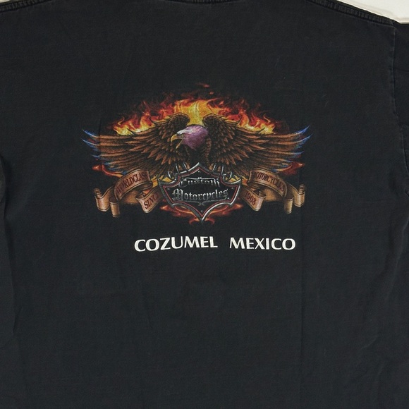 Vintage Harley Davidson Motorcycle Cozumel Mexico Biker T-Shirt Black Men’s XL - Picture 11 of 12